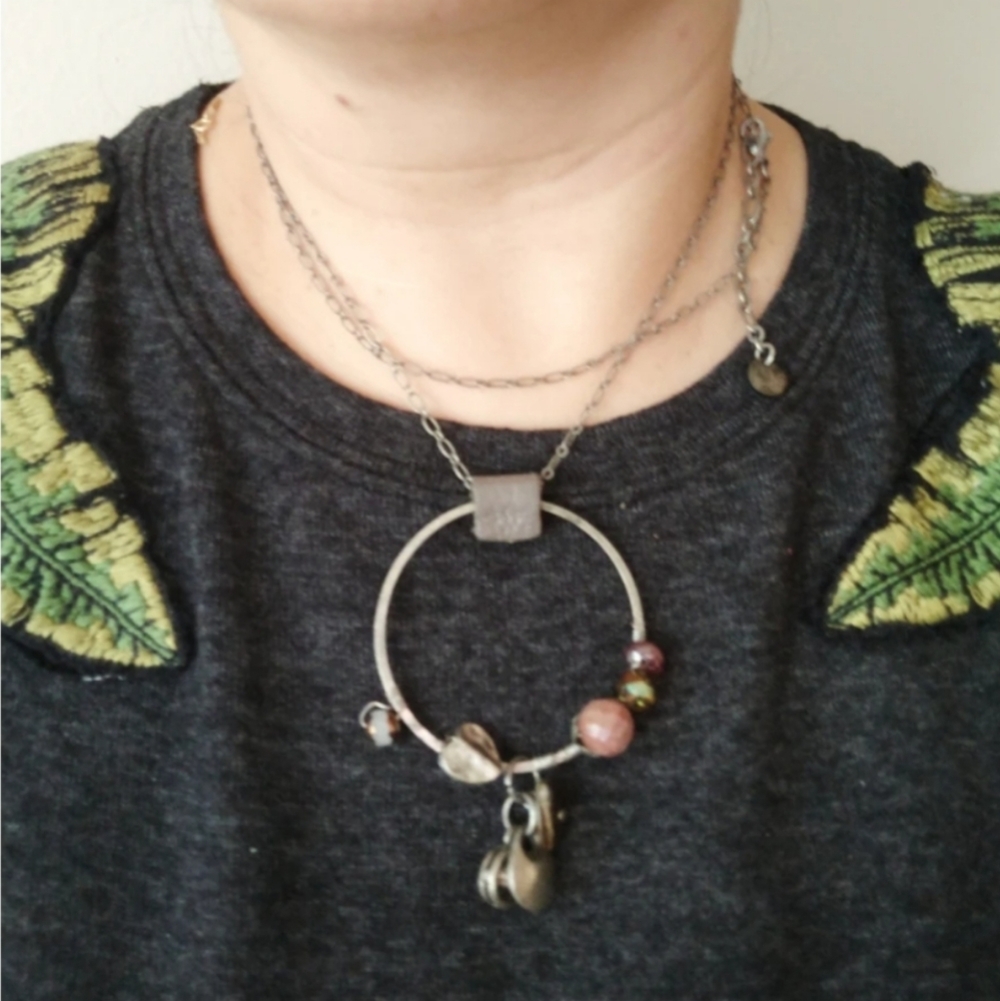 Moon C Paris long pewter necklace